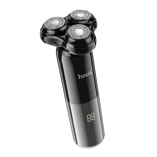 Hoco Rechargeable 3-Head Rotary Electric Shaver with Digital Display – Black